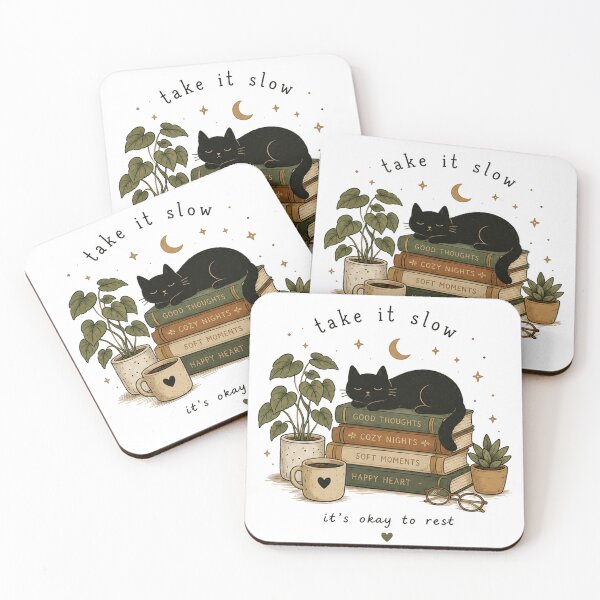 Item preview, Take It Slow Black Cat Cozy Reading Aesthetic | Cottagecore Relaxing Vibes designed and sold by NBT-NOVA.