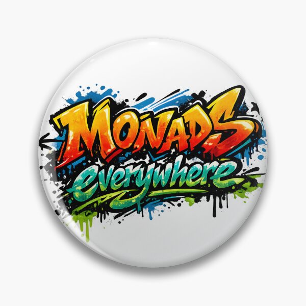 Artikelvorschau, Monaden überall Graffiti – Haskell-Funktionale Programmierung Street Art entworfen und verkauft von Nerd Romance Café.
