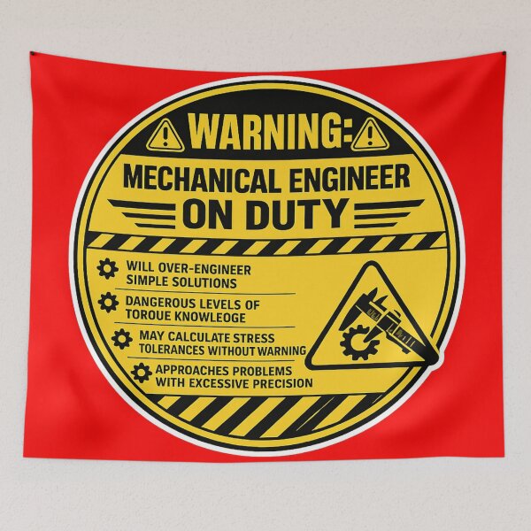 Item preview, Warning Mechanical Engineer On Duty – Funny Caution Label Humor Art | Mechanical Engineering Gift designed and sold by irfanshikh.