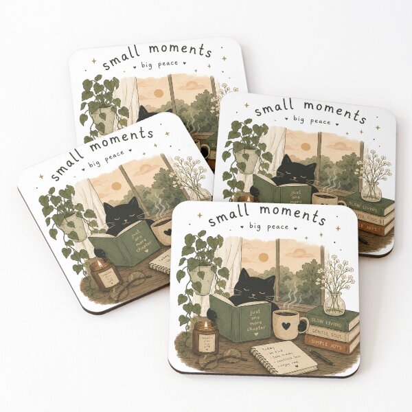 Item preview, Cozy Cat Reading Aesthetic | Small Moments Big Peace Cottagecore Design designed and sold by NBT-NOVA.