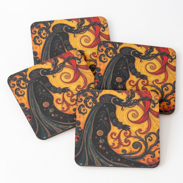 Item preview, Black Monster on Floral Background in Ochre Tones designed and sold by RAISC.