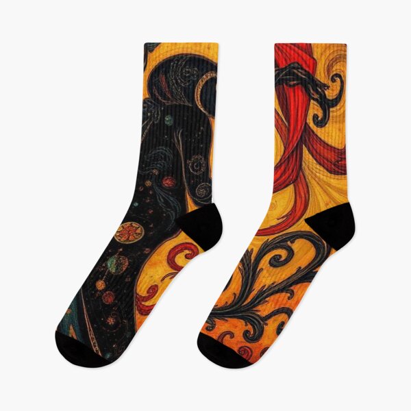 Item preview, Black Monster on Floral Background in Ochre Tones designed and sold by RAISC.