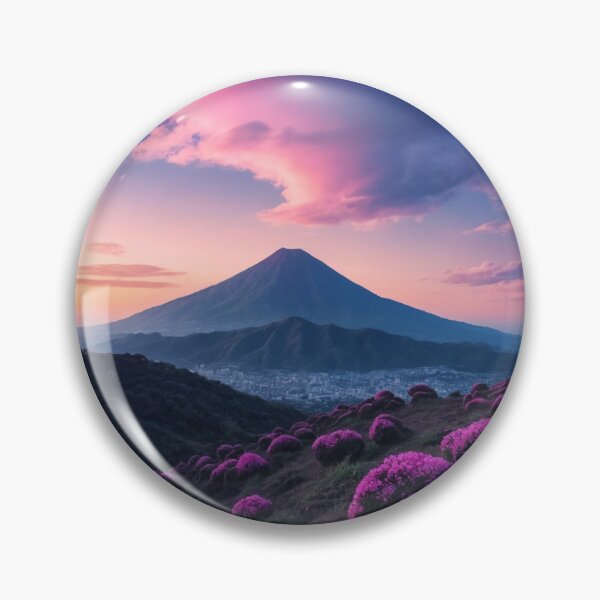 Item preview, Sunset Peak: Blue Mountainous Landscape with Vibrant Floral Hills designed and sold by AmDecor.
