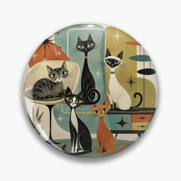 Item preview, Mid-Century modern cats designed and sold by Moon Hollow Outfitters.