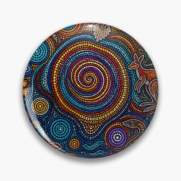 Aperçu de l'œuvre Art pointilliste d'inspiration aborigène - Tourbillon de la faune et de la flore australiennes créée et vendue par GrinGalore.