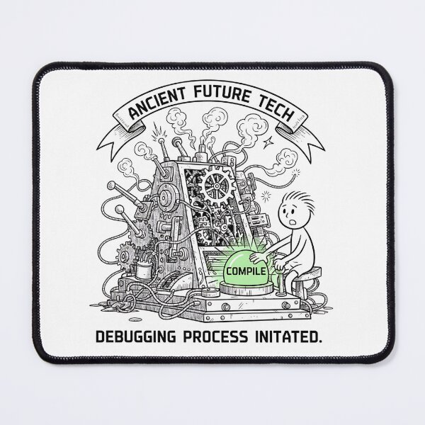 Item preview, Ancient Future Tech Debugging Process Initiated Programmer Meme designed and sold by Urben Loop.