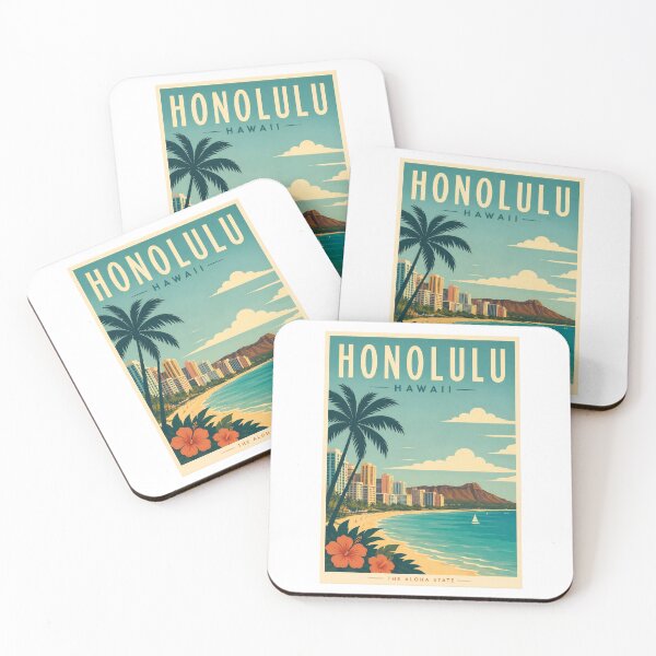 Item preview, Honolulu Hawaii Vintage Minimal City Travel Poster designed and sold by ArtByMouad.