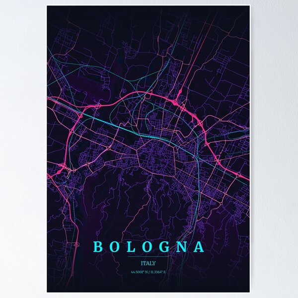Item preview, Neon Style Map of Bologna, Italy designed and sold by Enea Kelo.