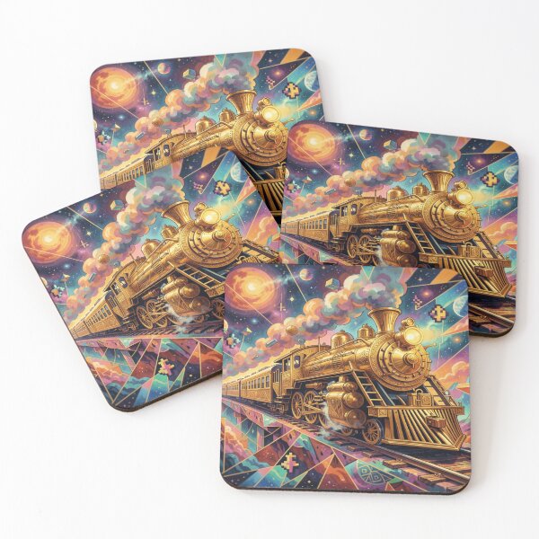 Item preview, Abyss Express in a surreal gold-art-deco vision full of cosmic steam and futuristic elegance designed and sold by FotoworldEdel.