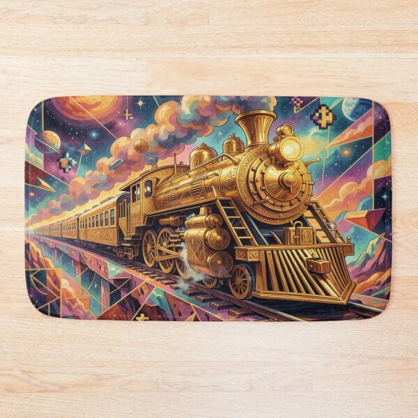 Item preview, Abyss Express in a surreal gold-art-deco vision full of cosmic steam and futuristic elegance designed and sold by FotoworldEdel.