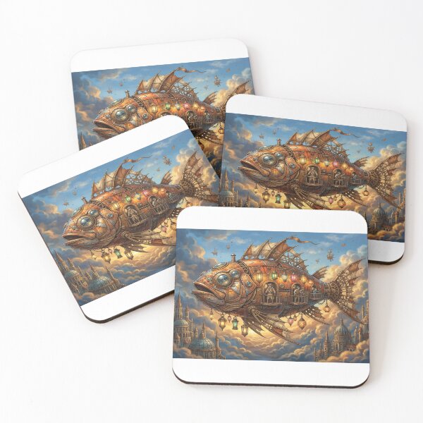 Item preview, Flying Fish Airship | Whimsical Robot Puzzle Design designed and sold by ColorFlick.