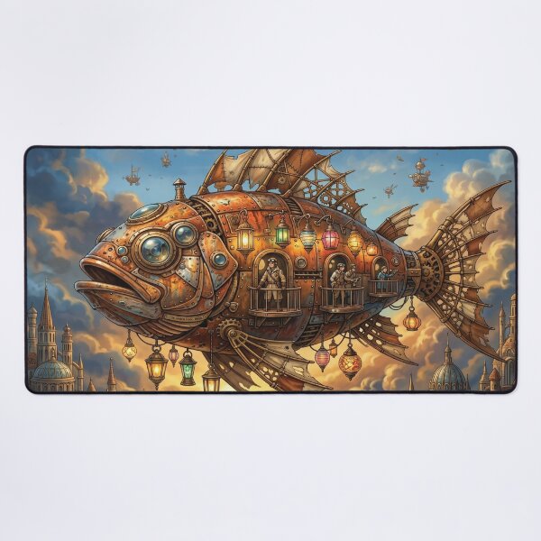 Item preview, Flying Fish Airship | Whimsical Robot Puzzle Design designed and sold by ColorFlick.