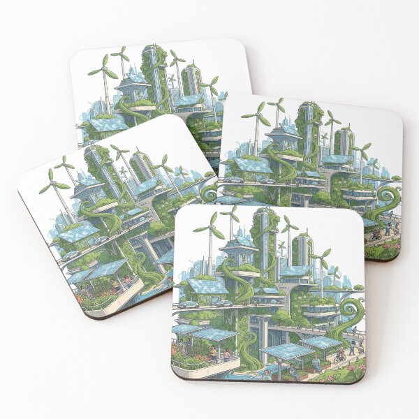 Item preview, Solarpunk City Utopian Illustration climate action designed and sold by SholoStudio.