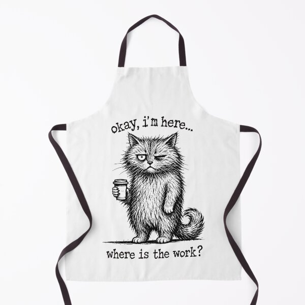 Artikelvorschau, Okay, ich bin da. Wo ist die Arbeit? Lustige, müde Katze. Kaffee. entworfen und verkauft von JerdbordinShop.