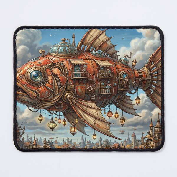 Item preview, Flying Fish Airship | Whimsical Robot Puzzle Design designed and sold by ColorFlick.