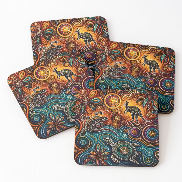 Item preview, Aboriginal Inspired Dot Art - Abstract Australian Flora and Fauna designed and sold by GrinGalore.