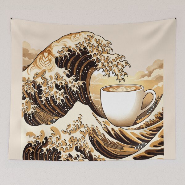 Item preview, The Great Wave of Coffee - Japanese Latte Art Surrealism designed and sold by Design_Your_Day.