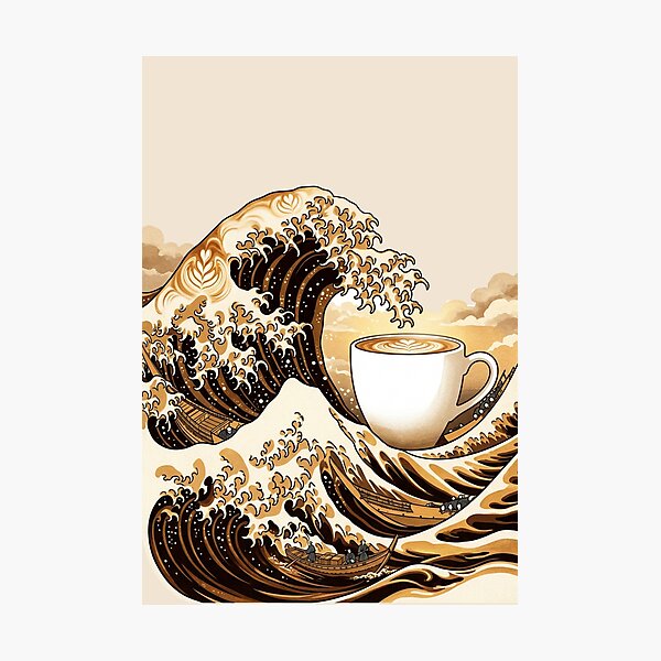 Item preview, The Great Wave of Coffee - Japanese Latte Art Surrealism designed and sold by Design_Your_Day.