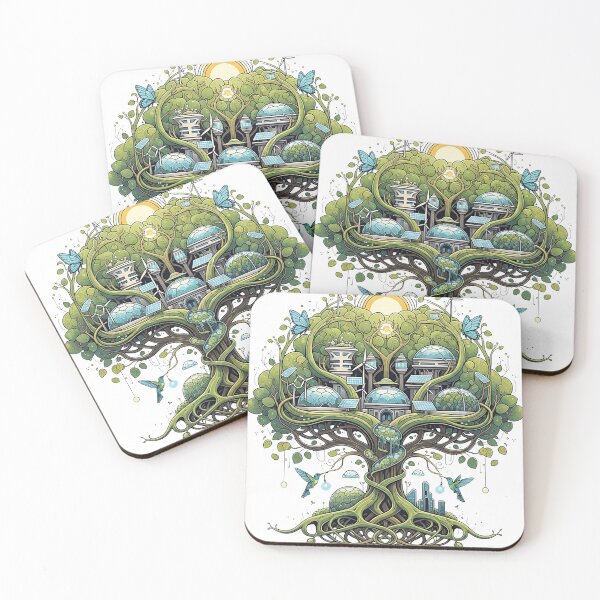 Item preview, Solarpunk Tree of Life Eco-futurism Art for a Sustainable Future designed and sold by SholoStudio.