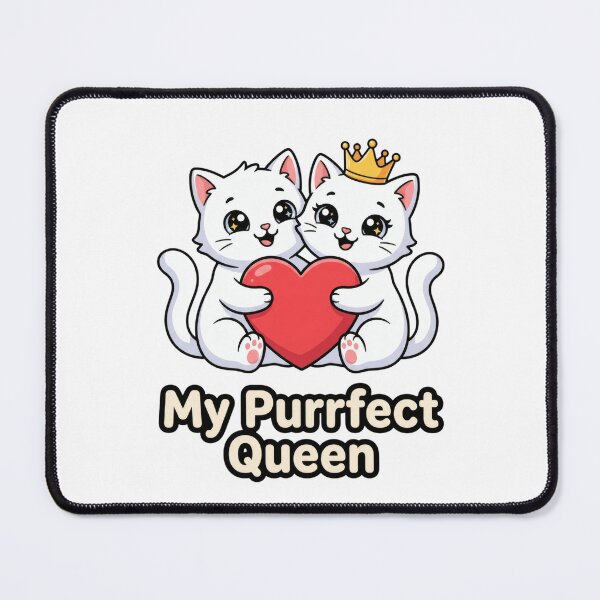 Item preview, My Purrfect Queen - Cute White Cats with Heart designed and sold by Wennity.