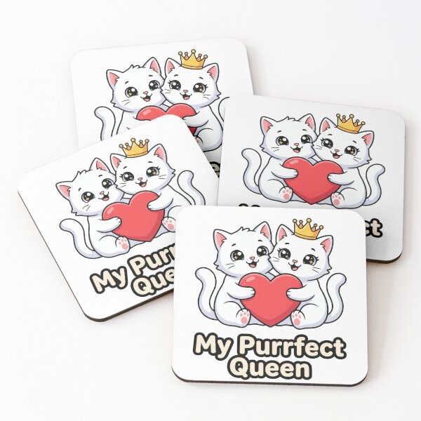 Item preview, My Purrfect Queen - Cute White Cats with Heart designed and sold by Wennity.