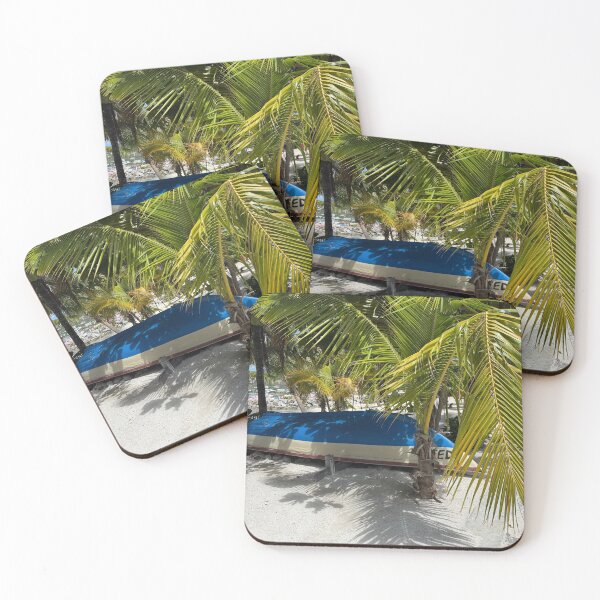 Item preview, Tropical Palm Tree and Boat on Sandy Beach designed and sold by Cruisebysunny.