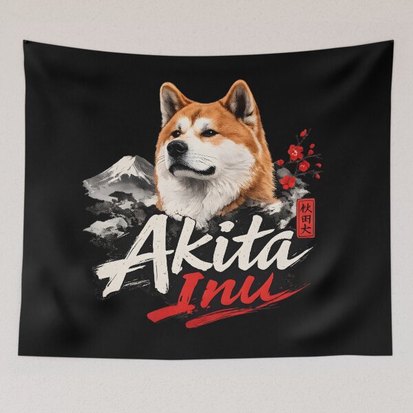 Item preview, Akita Inu Japanese Ink Art – Majestic Style Dog Illustration designed and sold by blankTeeShirt.