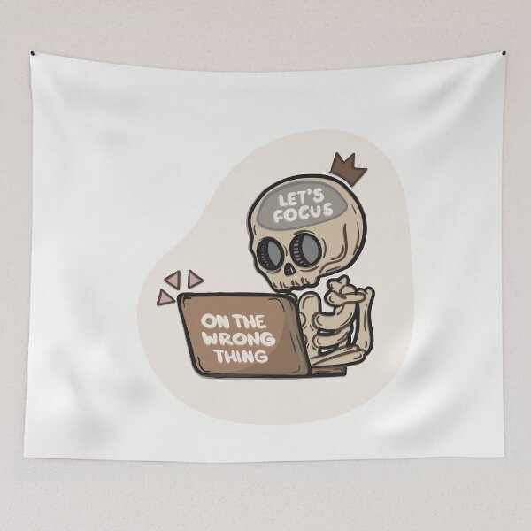 Item preview, Let’s Focus on the Wrong Thing – Funny ADHD Skeleton Design designed and sold by Barelythere2324.