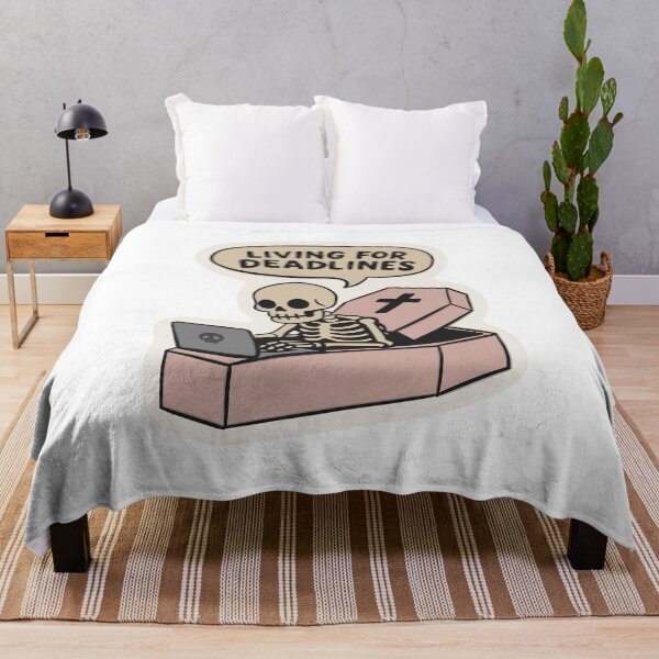 Item preview, Living for Deadlines – Funny Skeleton Productivity Meme designed and sold by Barelythere2324.
