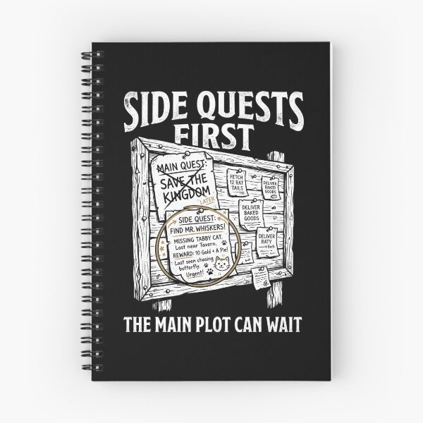 Item preview, Side Quests First The Main Plot Can Wait Funny RPG Board Design designed and sold by Fenay Designs.