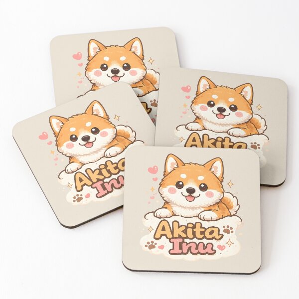 Item preview, Cute Akita Inu Kawaii Puppy Dog Illustration designed and sold by blankTeeShirt.