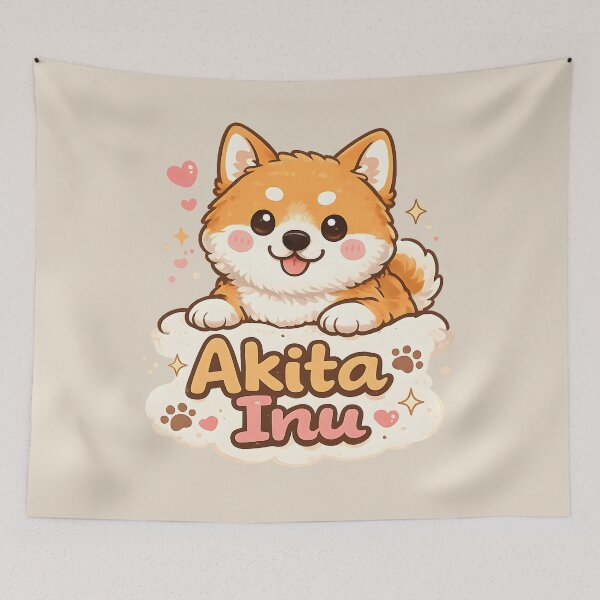 Item preview, Cute Akita Inu Kawaii Puppy Dog Illustration designed and sold by blankTeeShirt.
