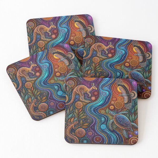 Item preview, Aboriginal Inspired Dot Art - Australian Stream Flora and Fauna designed and sold by GrinGalore.
