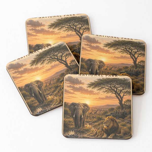 Item preview, Kruger National Park: Sunrise on the African Savanna Vintage Poster designed and sold by Ermicioi.