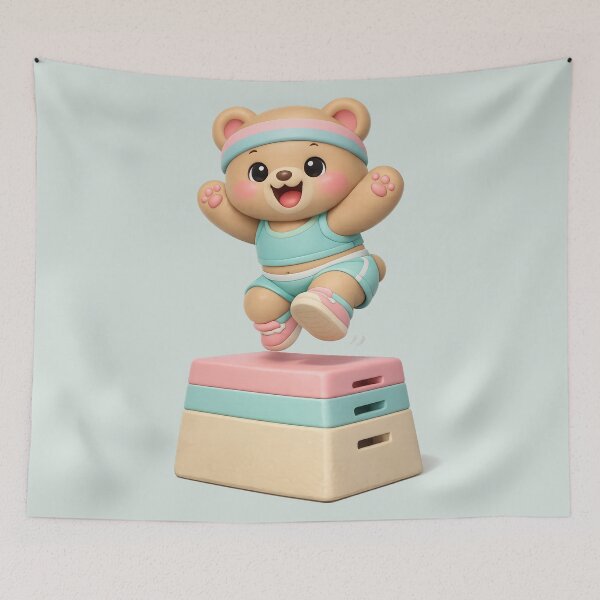 Item preview, Cute Baby Bear Box Jump Gym Buddy | Kawaii 3D Workout Animal designed and sold by Moons Studio.