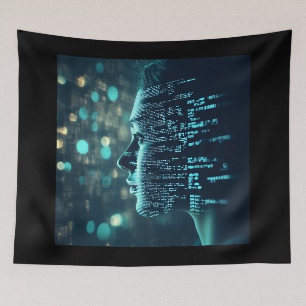 Item preview, Big Data Woman – Futuristic Binary Code Digital Art designed and sold by WordPlayStudio.