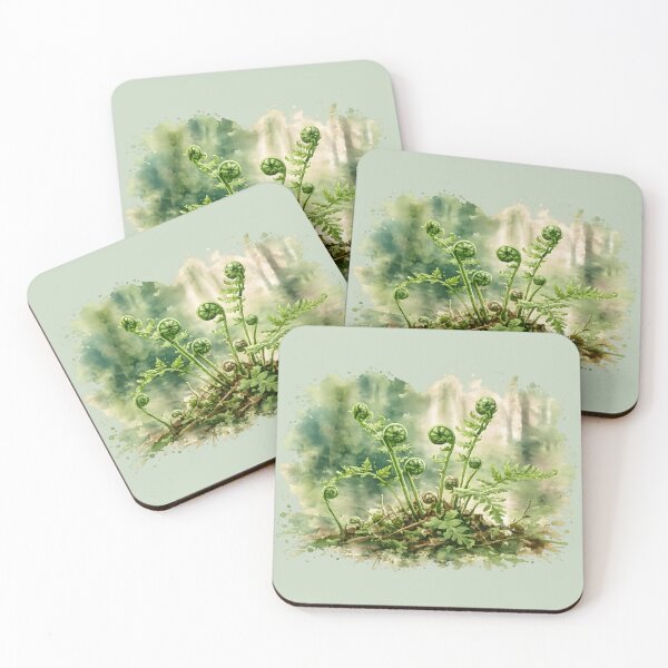 Item preview, Whispering Fern Spirals Watercolor Forest designed and sold by blankTeeShirt.
