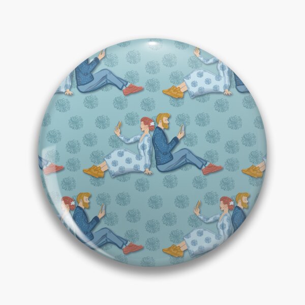 Item preview, Couple with mobile phone, aquamarine background designed and sold by WONDERPRINTVALLEY.