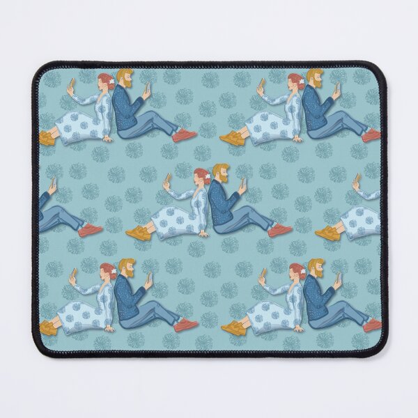 Item preview, Couple with mobile phone, aquamarine background designed and sold by WONDERPRINTVALLEY.