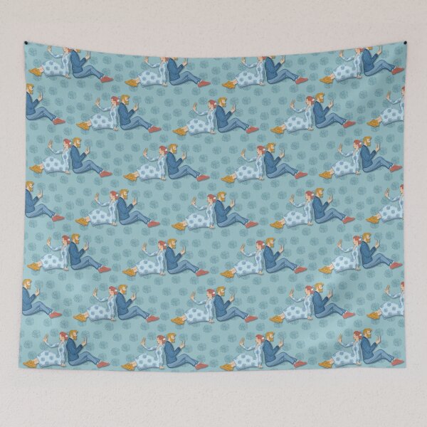 Item preview, Couple with mobile phone, aquamarine background designed and sold by WONDERPRINTVALLEY.