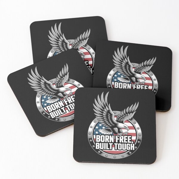 Item preview, Born Free Built Tough – Patriotic Eagle Steel Badge designed and sold by OldGloryForge.