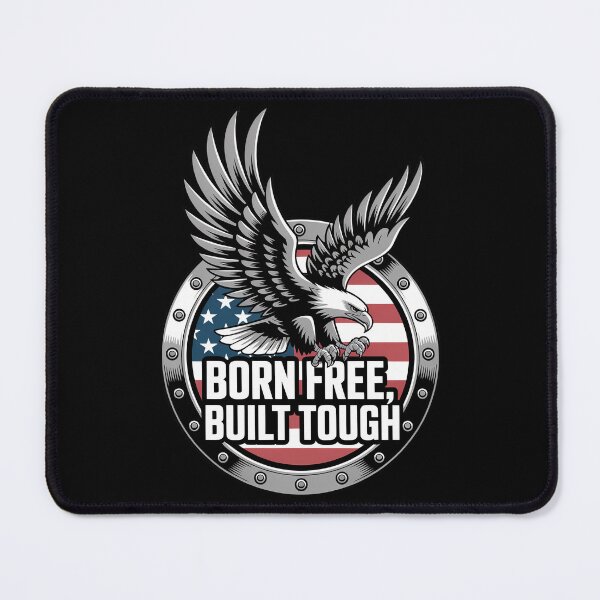 Item preview, Born Free Built Tough – Patriotic Eagle Steel Badge designed and sold by OldGloryForge.