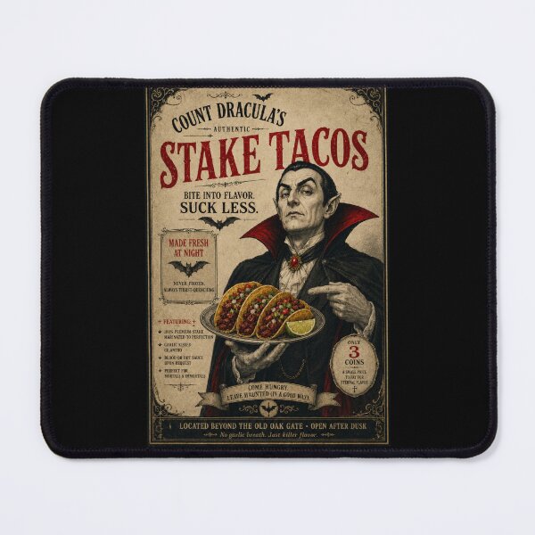 Item preview, Count Dracula’s Stake Tacos – Funny Vintage Vampire Taco Banger Shirt designed and sold by TheClockOutClub.