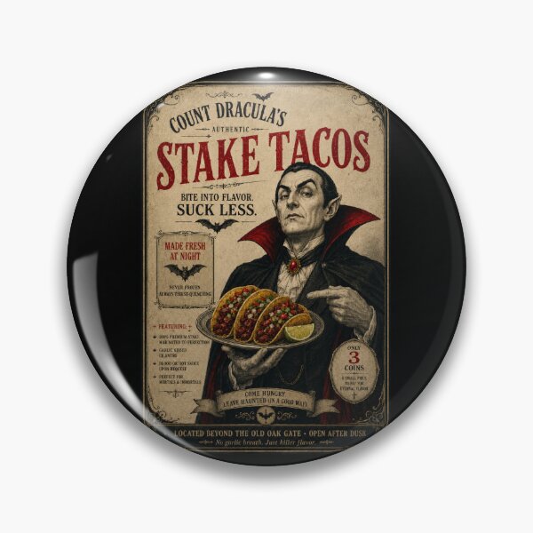 Item preview, Count Dracula’s Stake Tacos – Funny Vintage Vampire Taco Banger Shirt designed and sold by TheClockOutClub.