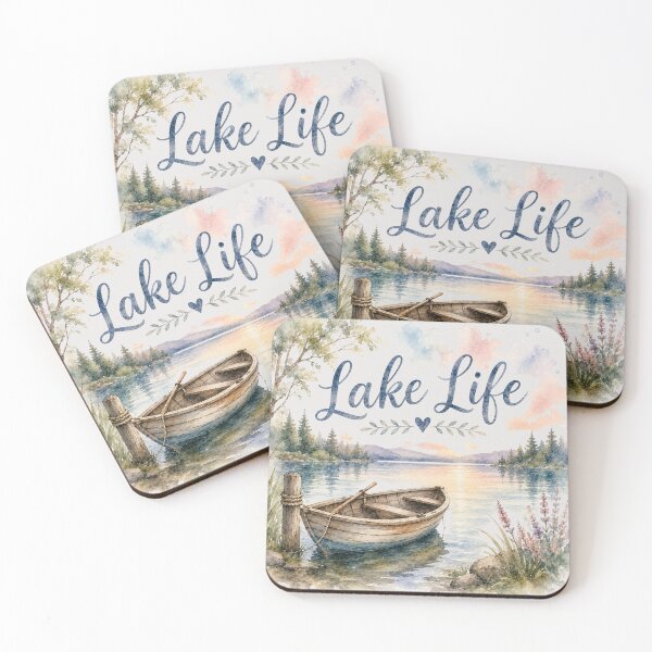 Item preview, Lake life watercolor designed and sold by Moon Hollow Outfitters.