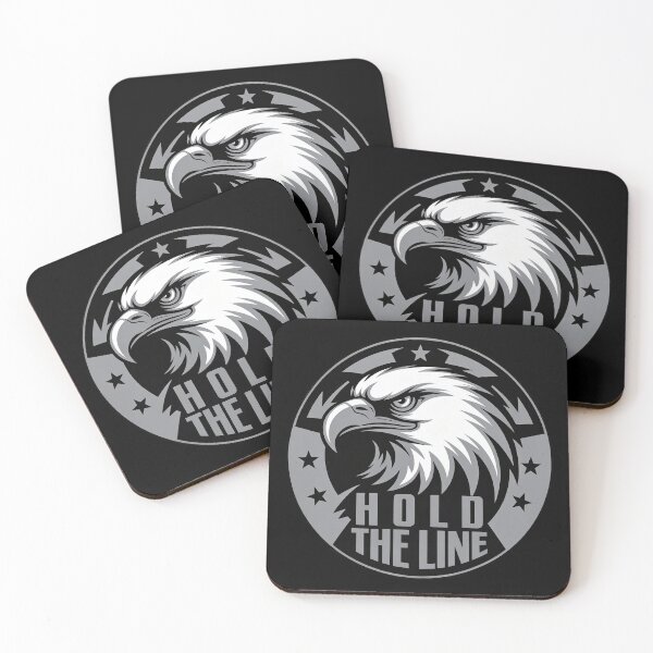 Item preview, Hold The Line – Chrome Eagle Head Patriotic Badge designed and sold by OldGloryForge.