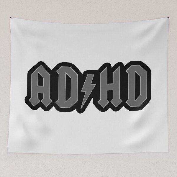 Item preview, ADHD ACDC parody design (gray scale) designed and sold by ZERO-MIND.