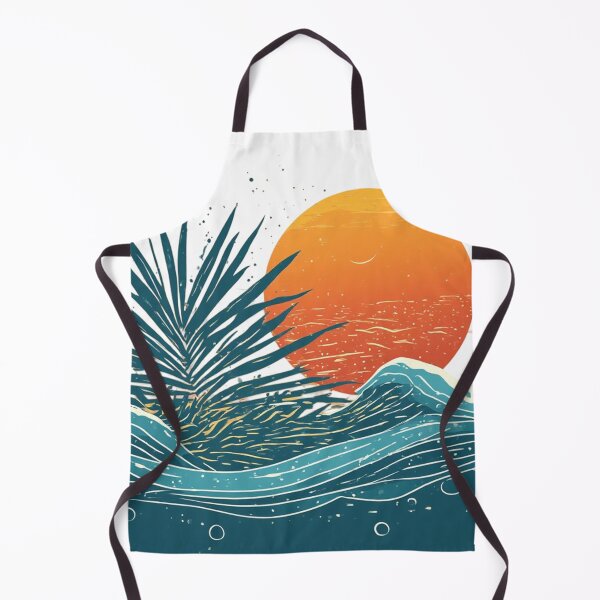 Item preview, Vintage Ocean Waves Sunset Aesthetic Illustration designed and sold by insiya-art.