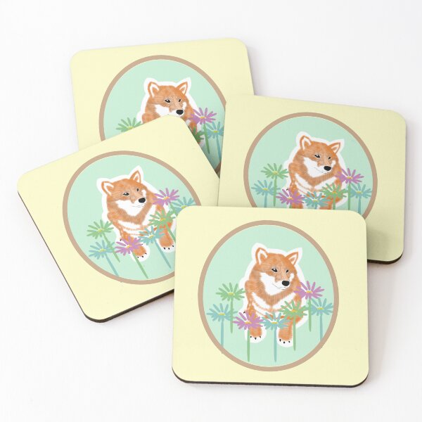 Item preview, Red Shiba Inu in a frame - blue designed and sold by ShibaCruise-On.