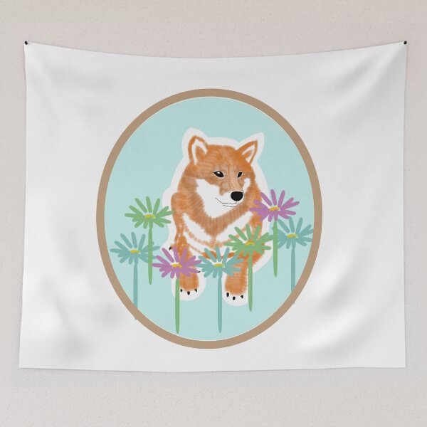 Item preview, Red Shiba Inu in a frame - blue designed and sold by ShibaCruise-On.